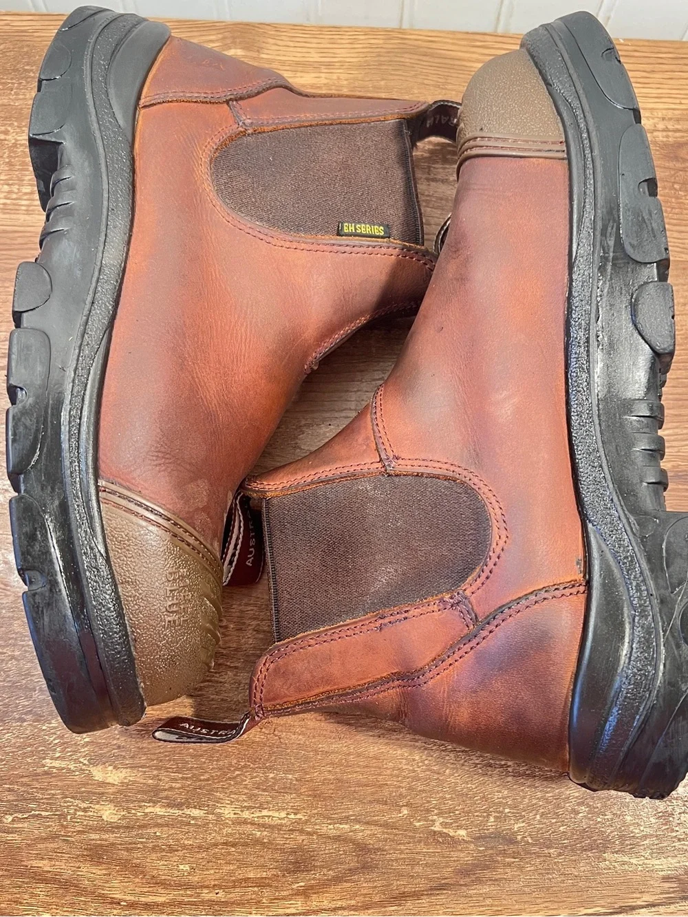 Steel Blue Men’s Brown Pull-On Work Chelsea Boots Steel Toe Safety Shoe Size 10